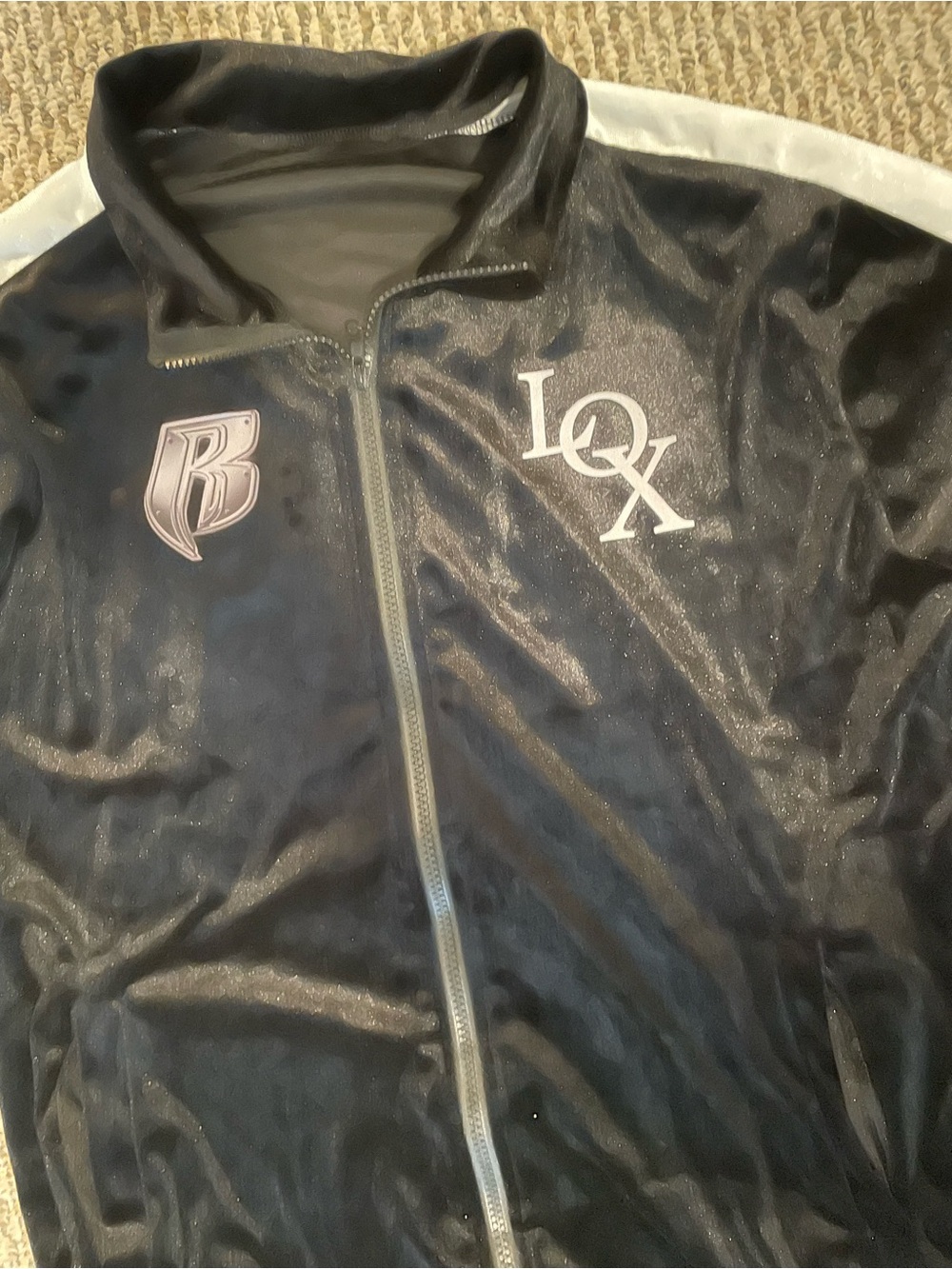Black and White LOX Ruff Ryders light velour Jacket & Pants Set size Medium new - Picture 5 of 11